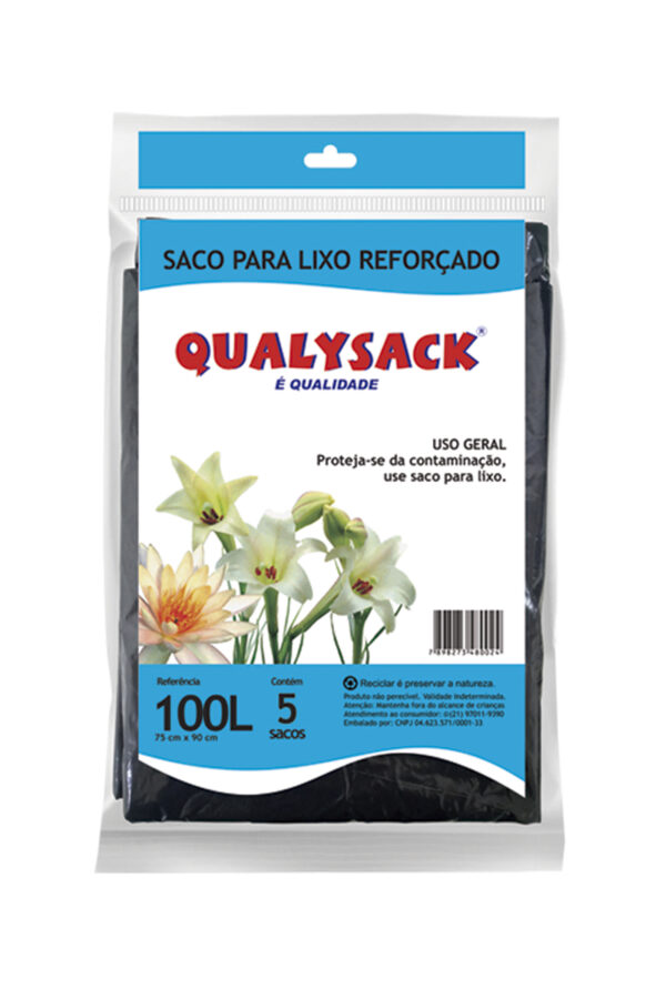 Saco para Lixo Reforçado Dobrado da Qualysack - 100L