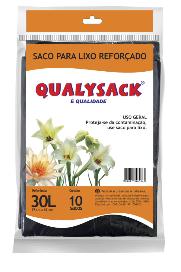 Saco para Lixo Reforçado Dobrado da Qualysack - 30L