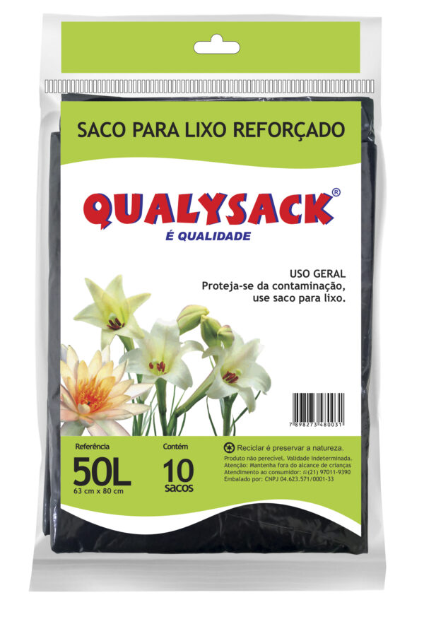 Saco para Lixo Reforçado Dobrado da Qualysack - 50L